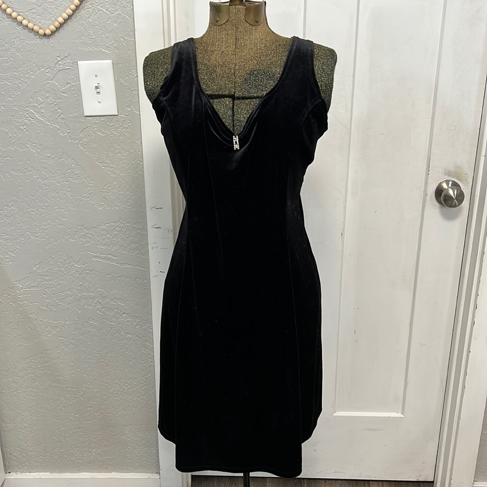 90’S VINTAGE BLACK VELVET WHIMSIGOTH DARK ROMANCE  DRESS LARGE